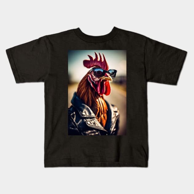 funny rooster Kids T-Shirt by helintonandruw